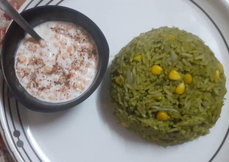 Recipe of Perfect Palak and corn pulao