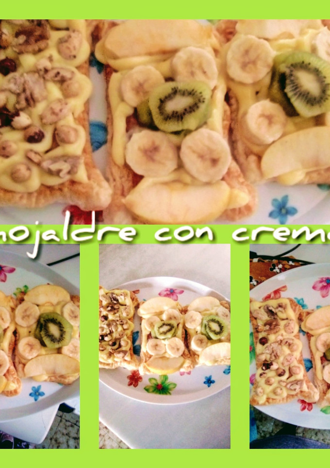 Una foto de Hojaldre con crema frutas y frutos secos