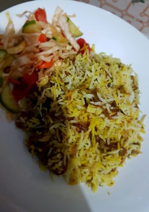 A picture of Minced meat biryani.