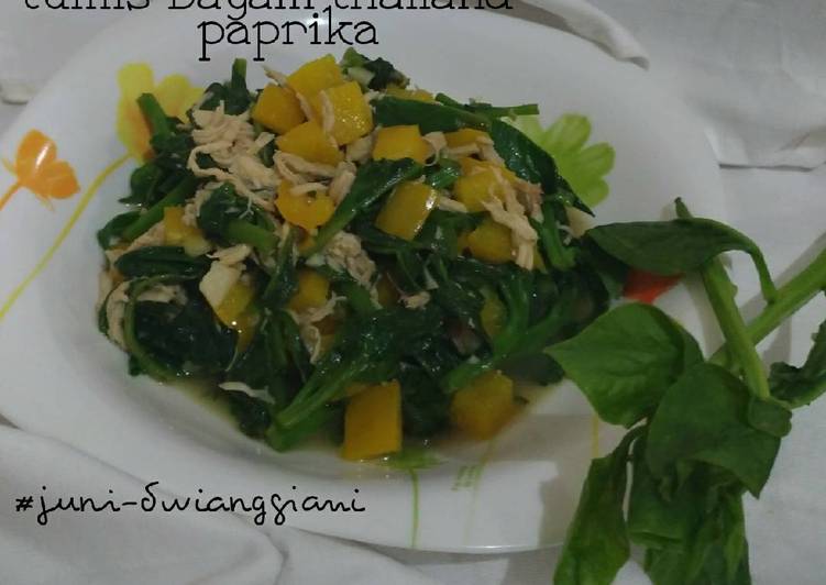Tumis bayam thailand - paprika