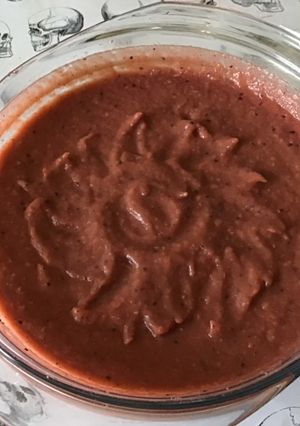 Une photo de Compote de kiwis et pêches de vigne à la noix de coco
