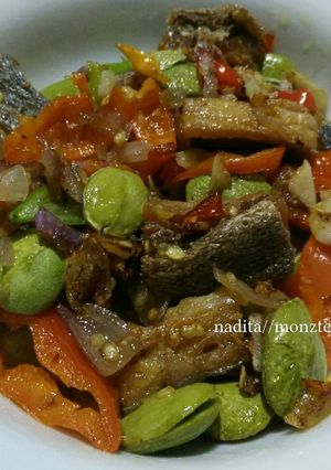Foto resep Sambal ikan asin pete