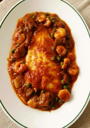 Foto principal de Merluza guisada con gambas y verduras