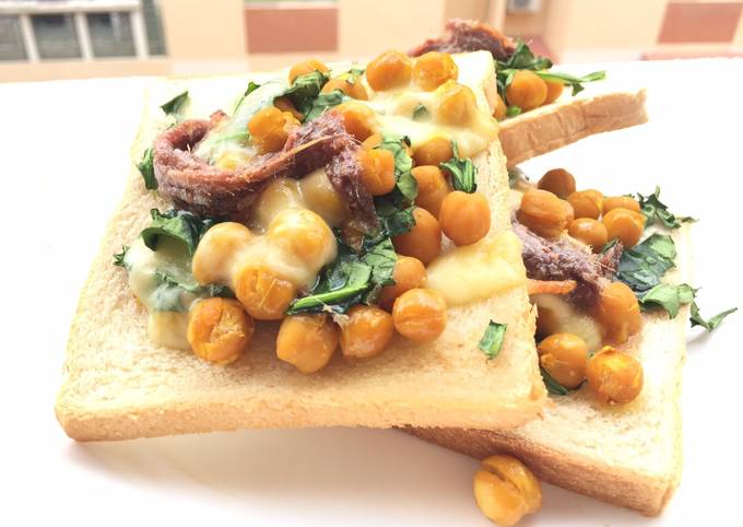 Recipe of Speedy Chickpea And Spinach With Mozzarella Cheese And Anchovies