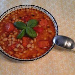 A picture of Greek Bean Soup with a twist (Fasolada).