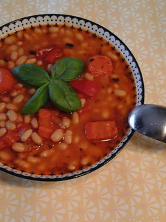 A picture of Greek Bean Soup with a twist (Fasolada).