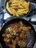 Pollo a la Cola-Cola con patatas fritas