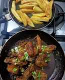 Pollo a la Cola-Cola con patatas fritas