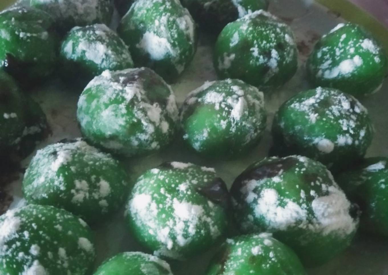 Resep Moci pandan isi coklat