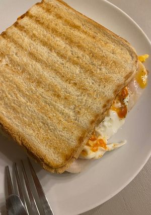 Una foto de Mixto con huevo y tomate frito