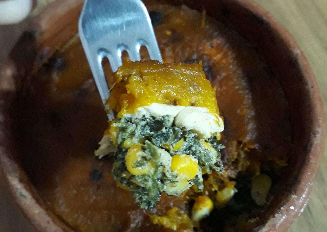 Cazuela de espinaca y choclo