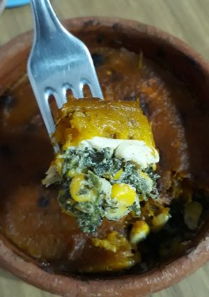 Una foto de Cazuela de espinaca y choclo