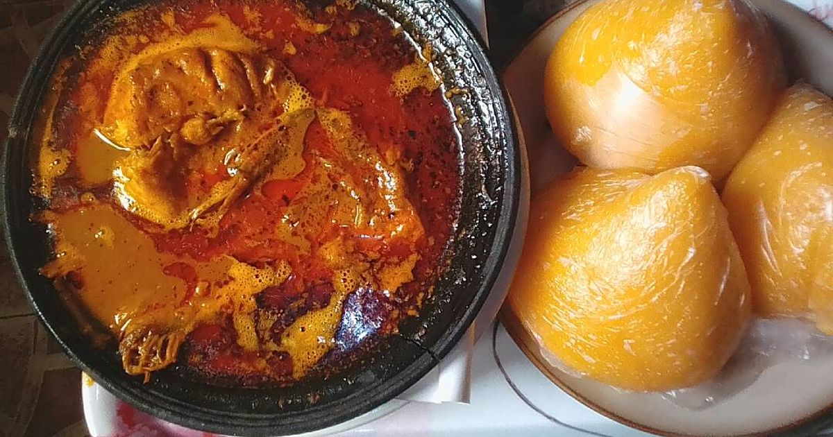 Banga soup with fresh fish,and starch
