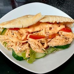 A picture of My Leftover Chicken On a pitta Bread 💜.
