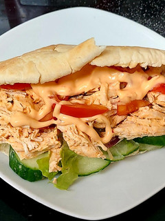 A picture of My Leftover Chicken On a pitta Bread 💜.