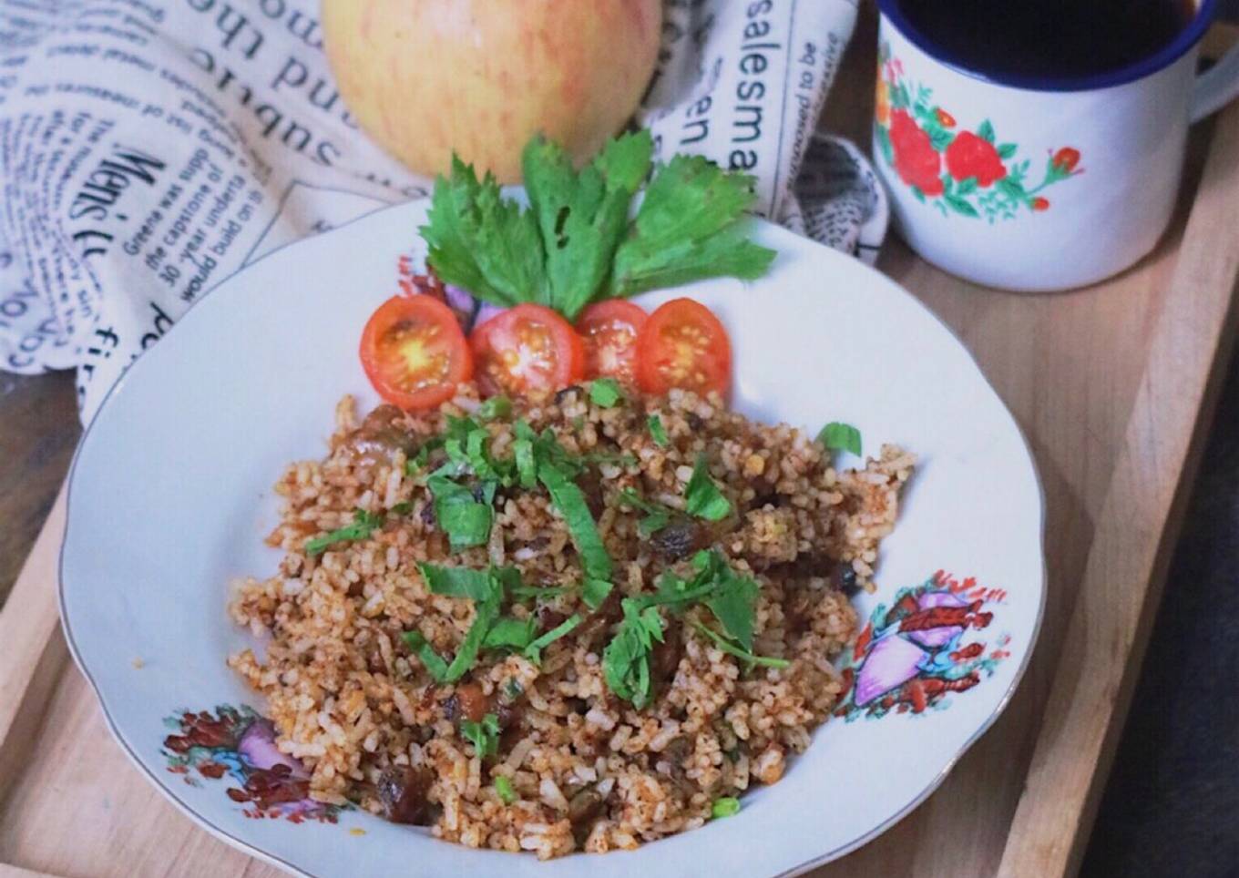 Nasi goreng rendang kerang