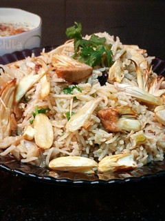 A picture of Kathal Biryani /Jackfruit Biryani.