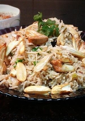 A picture of Kathal Biryani /Jackfruit Biryani.