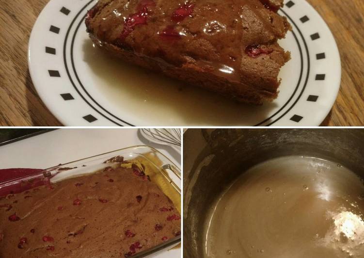 Cranberry Cake with hot 'butter cream' sauce - Gluten/Dairy Free