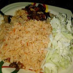 A picture of Jollop rice and cabbage.
