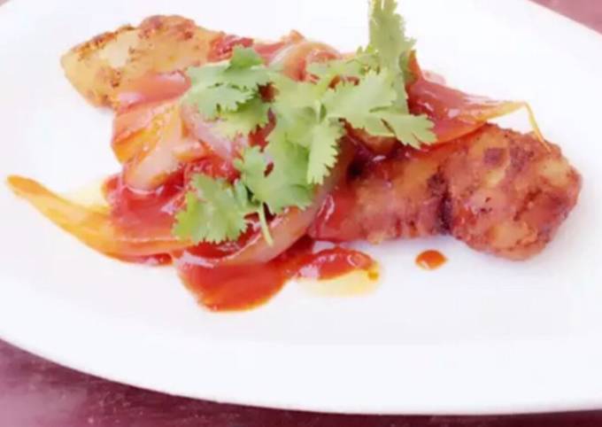 Fried Fish With Onion In Heinz Tomato And Chili Sauce