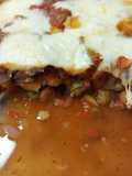 Lasaña de berenjenas con ragú de lentejas