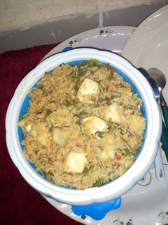 A picture of Rice with yam & aleyahu.