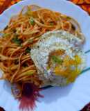 Udon Noodles with poached egg