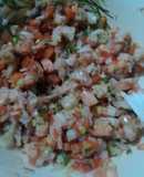 Camarones en picadillo de chile de árbol verde las Correa  (Ceviche)