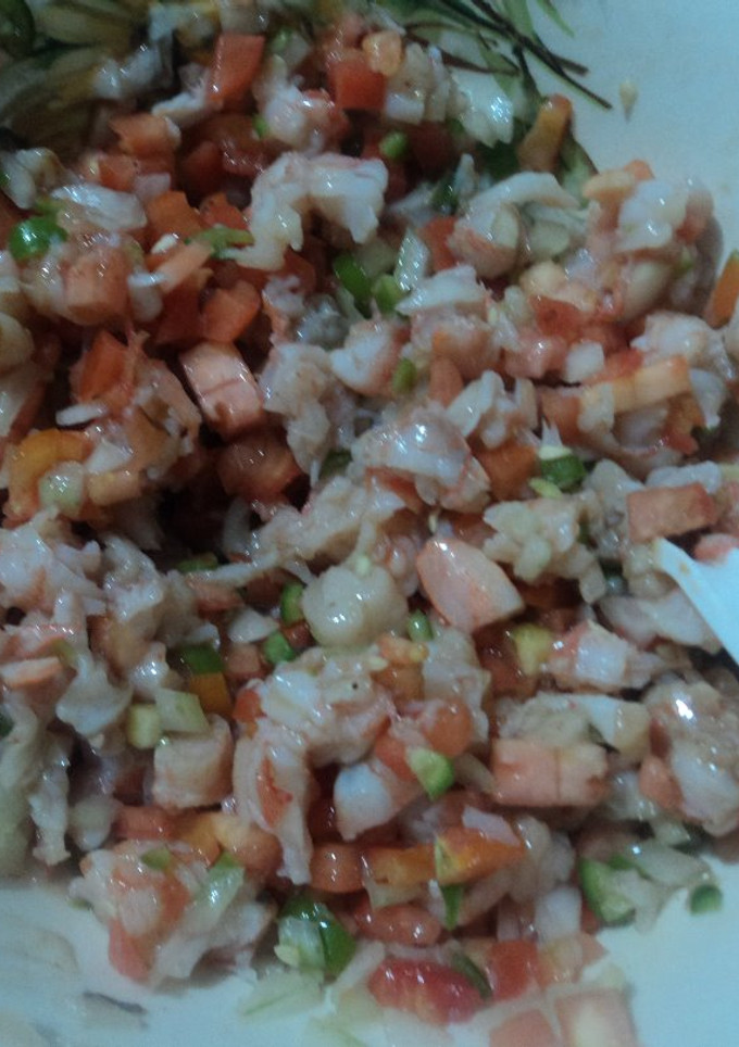 Una foto de Camarones en picadillo de chile de árbol verde las Correa  (Ceviche)