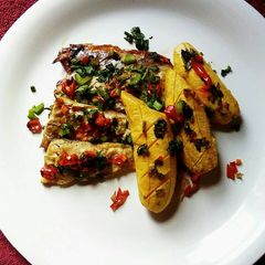 A picture of Grilled Plantain and Fish.