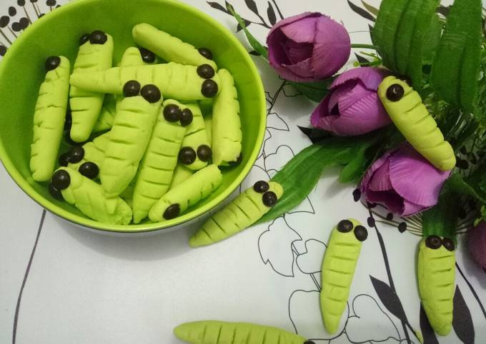 Caterpillar cookies no oven no mixer