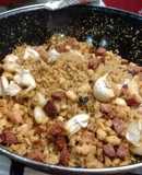 Migas con embutido de pavo granada y uva