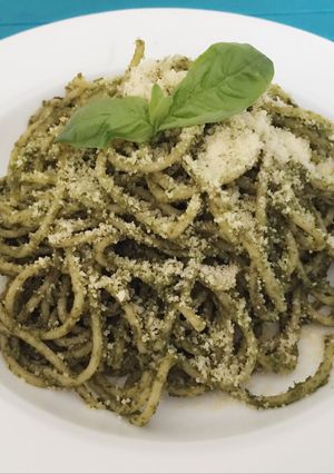 Hình của món Mì Spagetti sốt pesto.
