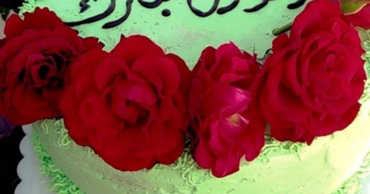 طرز تهیه کیک تولد با تزئین گل سرخ🌹 ساده و خوشمزه توسط Somayeh کوکپد