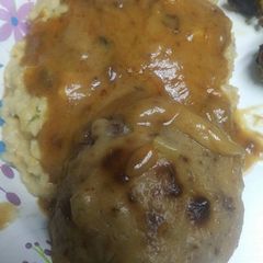 A picture of Chickpea Mash with Burger.