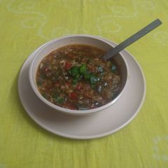 A picture of Hot and sour soup.