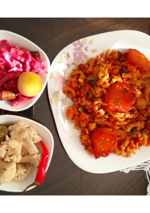 عکسی از دستور پاستا مخلوط با سویا😋🍝