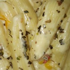 A picture of White sauce pasta.