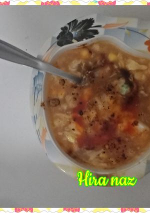 A picture of Chicken Corn Egg Soup.