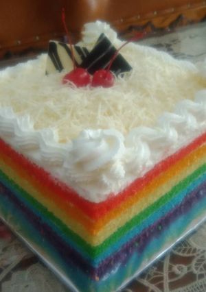 Foto resep Rainbow cake kukus super lembut