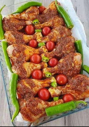 صورة لوصفة رجلين دجاج 🐓 محمر في الفرن