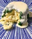 SFORMATINO A SORPRESA, SPINACI, SPÄTZLE E FONDUTA AL PARMIGIANO