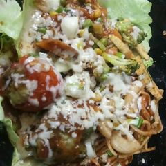 A picture of Classic Vegetable Sizzler with Barbeque Sauce.