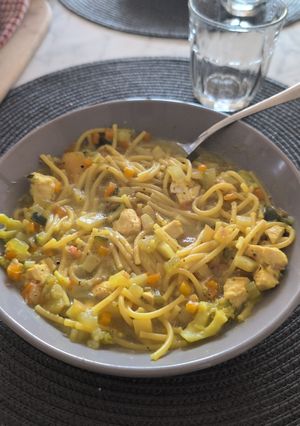 Foto di Zuppa di patate pollo e spaghetti