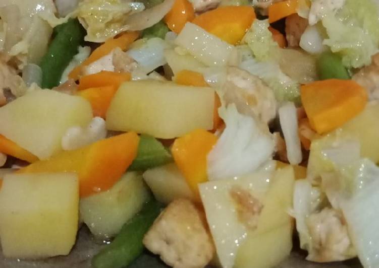 Resep Tumis sayur tahu saus teriyaki simpel yang Enak