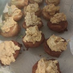 A picture of Aryca's Fried Deviled Eggs.