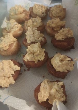 A picture of Aryca's Fried Deviled Eggs.