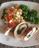 Pollo relleno, con lomito, queso y espinaca #recetariocamino