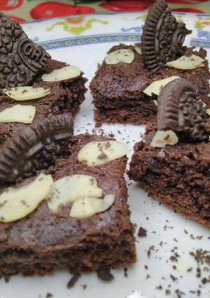 Foto resep Brownies Chewy Almond Oreo